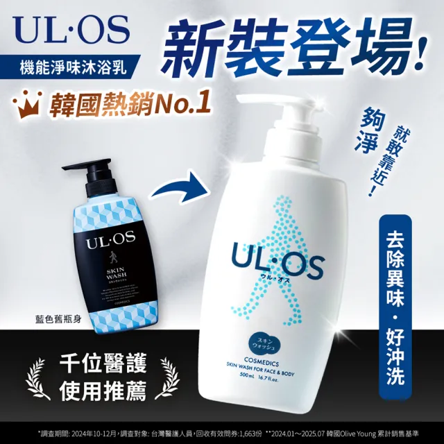 【ULOS】機能淨味沐浴乳500mL x 2瓶 李雅英代言(新包裝 去味 抑制異味)