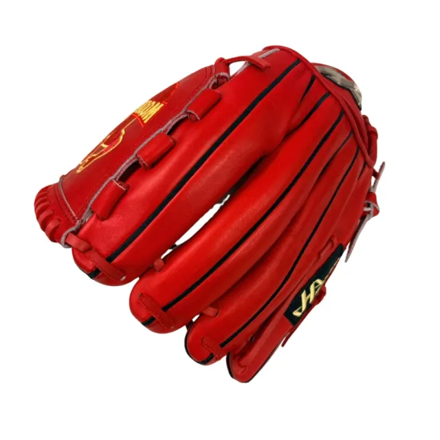 HATAKEYAMA日本皮革 味全龍 伍鐸 實賽棒球手套 投手限定刺繡球檔 鮮紅(PRO52W)