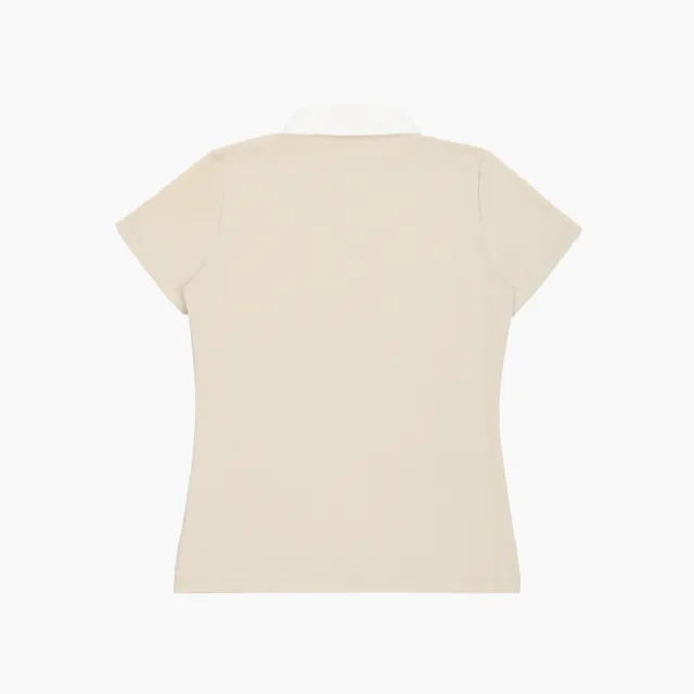 【LE COQ SPORTIF 公雞】高爾夫系列 女款卡其色吸汗速乾彈性防曬短袖POLO衫 QLX2T219