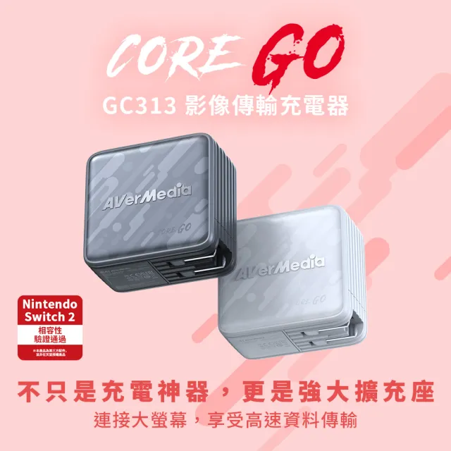 【AVerMedia 圓剛】GC313 黑/白2色 CORE GO TYPE-C+USB-A+HDMI 影像傳輸充電器(switch2直播/充電)