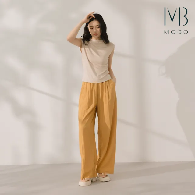 【MO-BO】皺皺紋理腿長褲
