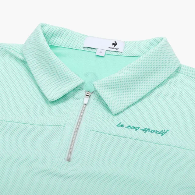 【LE COQ SPORTIF 公雞】高爾夫系列 女款淺綠色吸汗速乾彈性防曬短袖POLO衫 QLX2T204