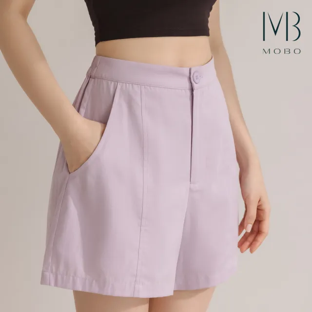 【MO-BO】品牌刺繡寬版純棉短褲