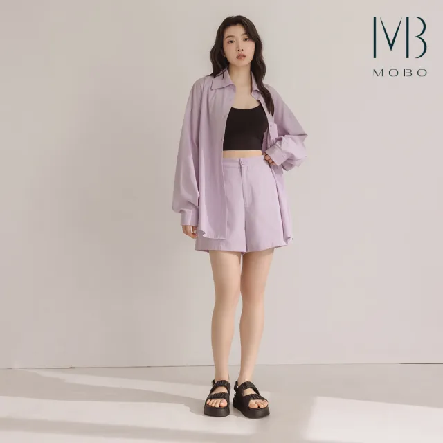 【MO-BO】品牌刺繡寬版純棉短褲