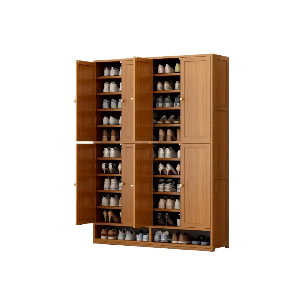 【TAMZU 潭祖】大容量鞋櫃 進門鞋櫃 家用室內多層鞋架 省空間鞋櫃(家庭版 全板防塵門 8門12層120*32*170)