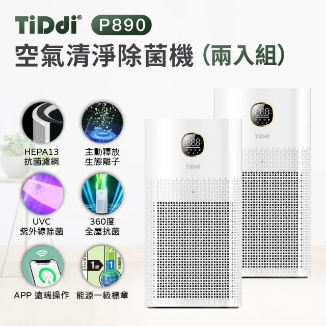 【TiDdi】生態超能離子空氣清淨除菌機 兩入組(P890)