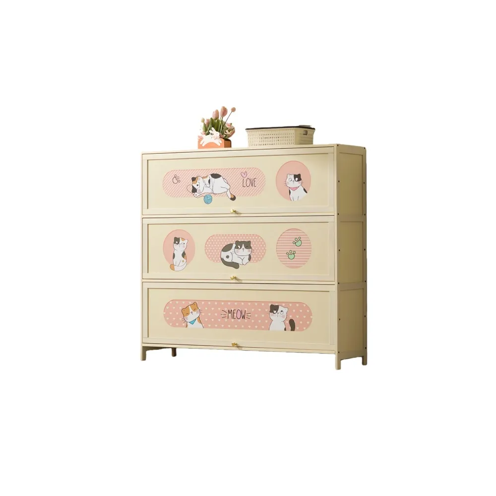 【TAMZU 潭祖】門口家用鞋櫃 多層鞋架 大容量神器大鞋櫃 動畫團鞋櫃(貓咪款 七層110*33*106)