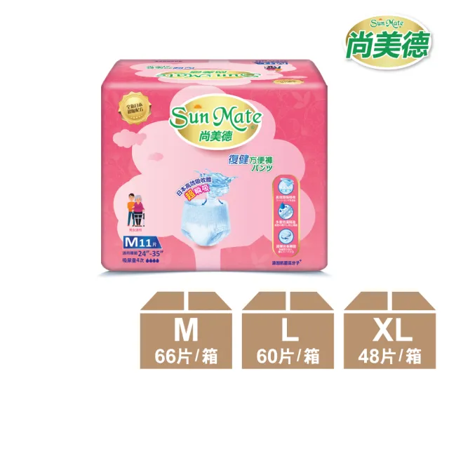 【尚美德】復健方便褲M、L、XL 6包/箱(成人紙尿褲 復健褲 褲型紙尿褲)