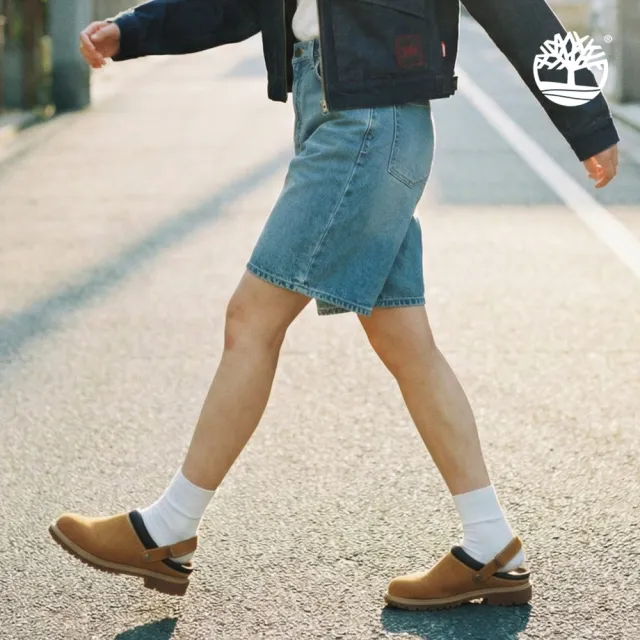 【Timberland】女款淺藍色丹寧短褲(A67T7BQ8)