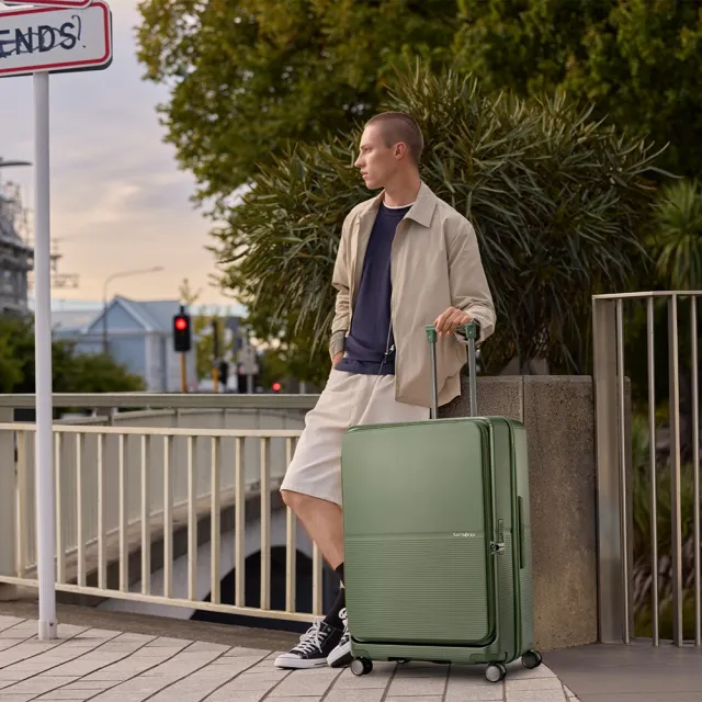 【Samsonite 新秀麗】28吋 FLATFORM 前開式/上掀式可擴充大容量輕量PC抗震輪行李箱(多色可選)