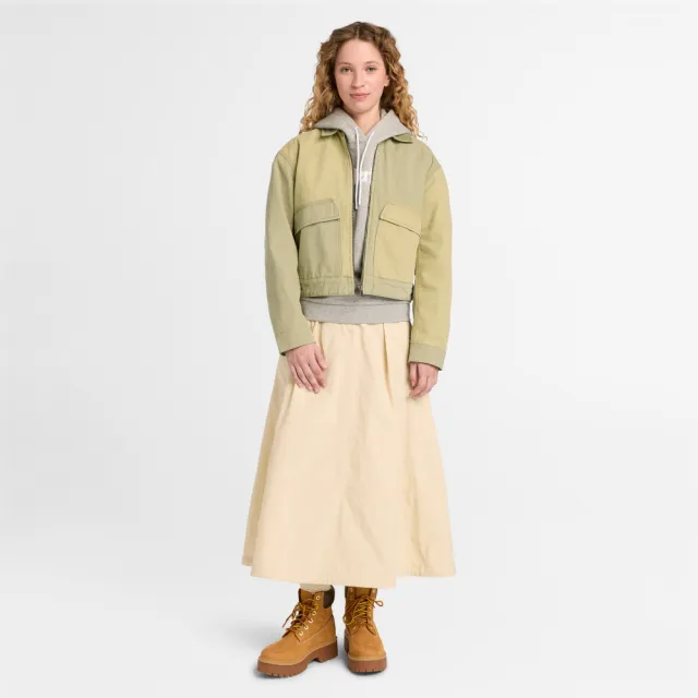 【Timberland】女款米色防曬工裝長裙(A42HFY94)