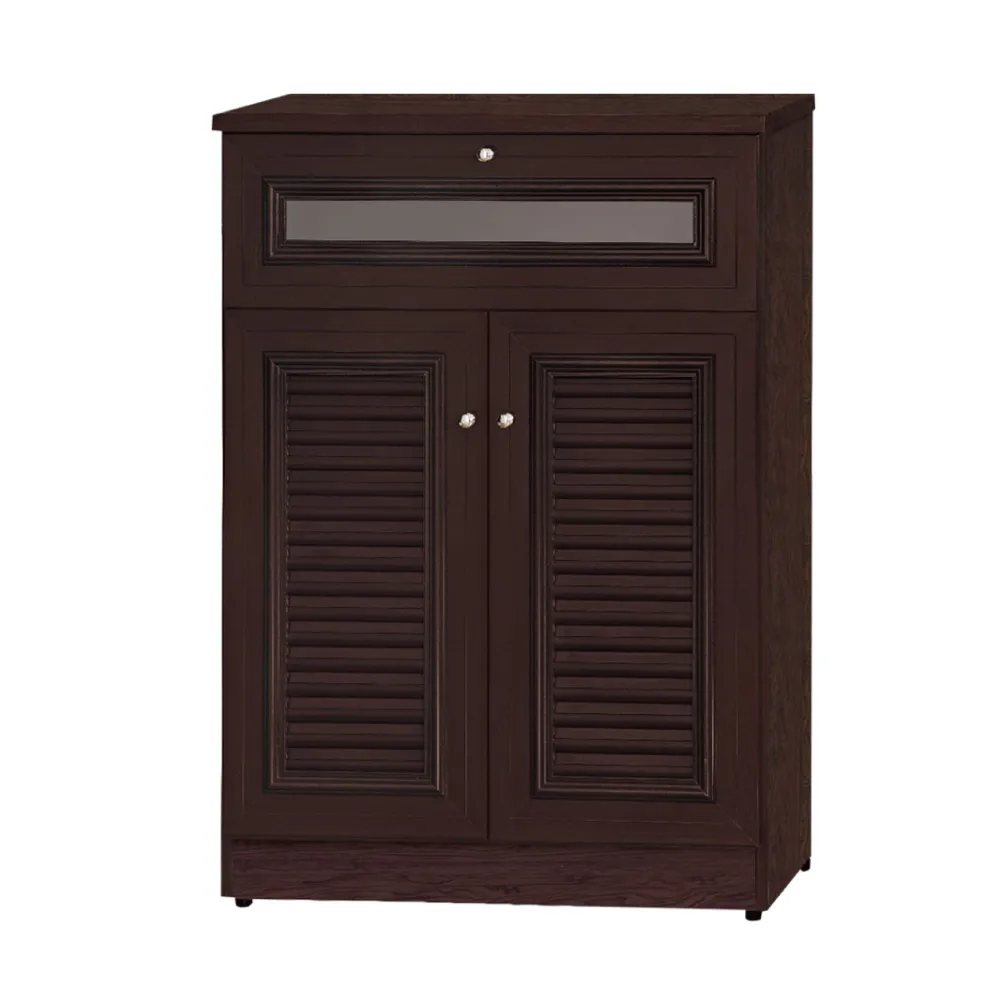 【文創集】宮崎 南亞塑鋼2.4尺百葉二門單抽鞋櫃