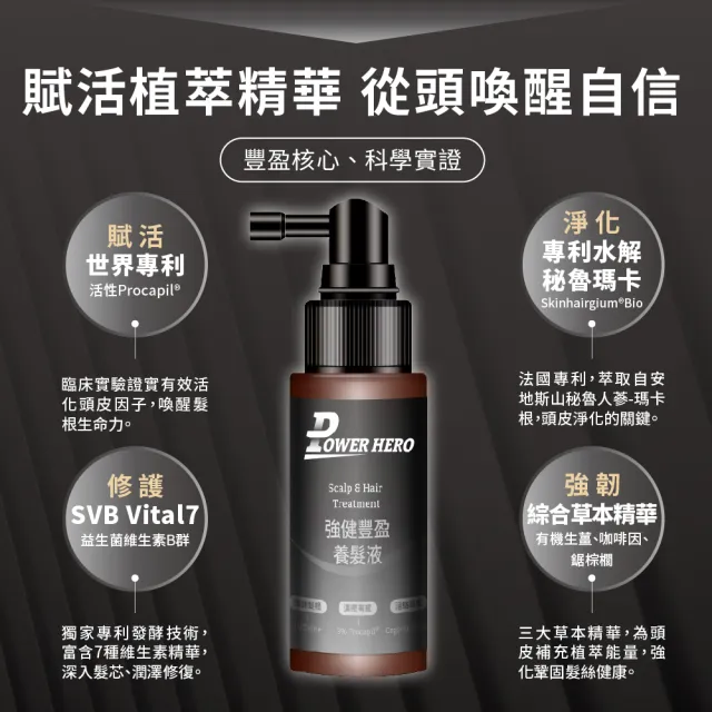 【PowerHero 勁漢英雄】養髮液60mlx2入組(強健豐盈)