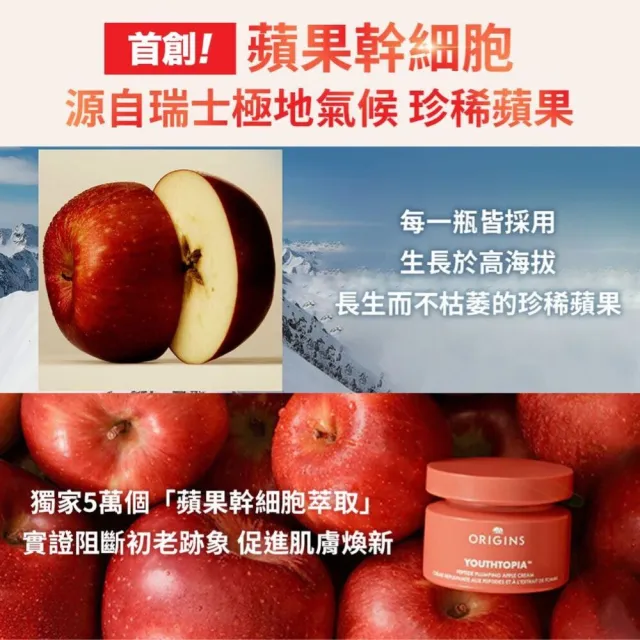 【ORIGINS品木宣言】煥膚澎彈乳液/精華雙入組(蘋果澎澎霜50ml+A醇膠原精華48ml)