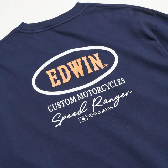 【EDWIN】男裝 大寬版徽章短袖T恤(丈青色)