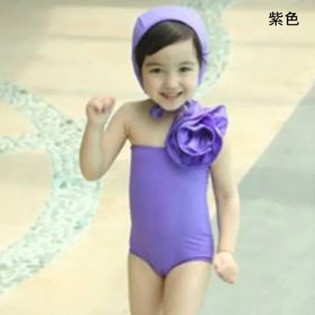 【橘魔法】單肩花朵連身泳裝 女童 兒童 童裝 連體式 泳裝 玩水 游泳 海邊 戲水 溫泉 泡湯