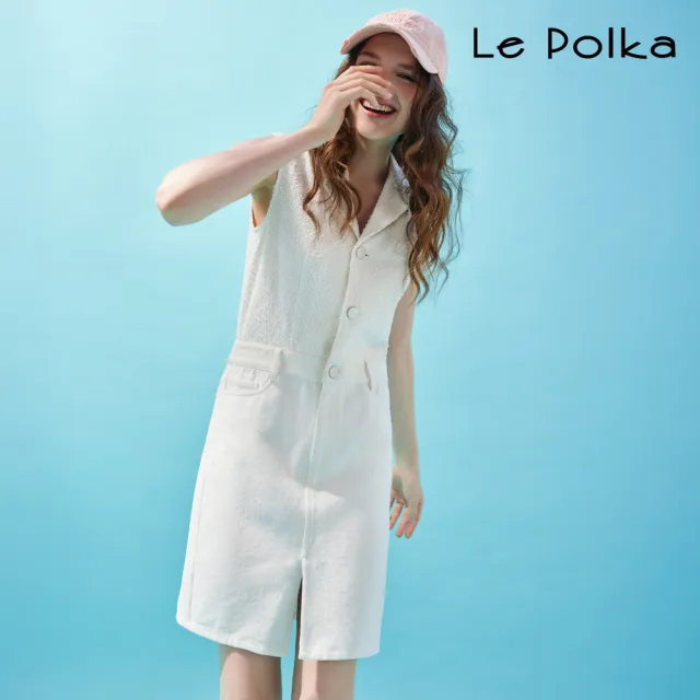【Le Polka】V領開叉牛仔洋裝-女
