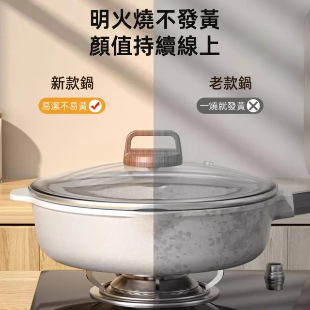 炒鍋 家居無塗層 不粘鍋煎炒鍋 不銹鋼平底鍋無油煙煎鍋 30CM