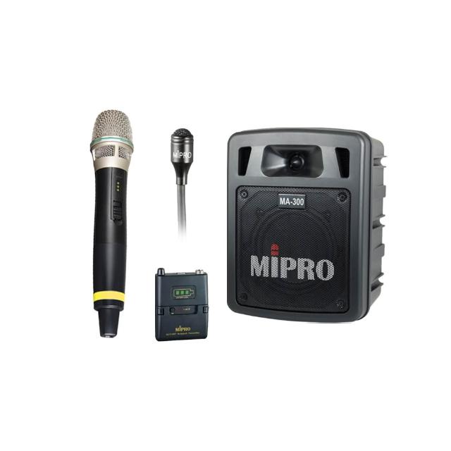 【MIPRO】MA-300D配1手握58H+1頭戴式麥克風(最新三代5.8G藍芽/USB鋰電池 雙頻道迷你無線擴音機)