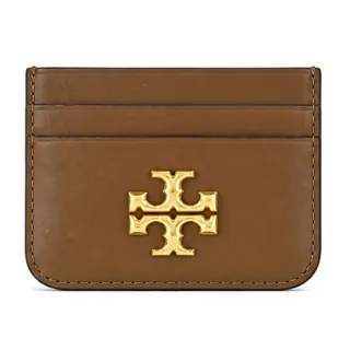 【TORY BURCH】ELEANOR 雙T金字LOGO卡片夾(棕色)