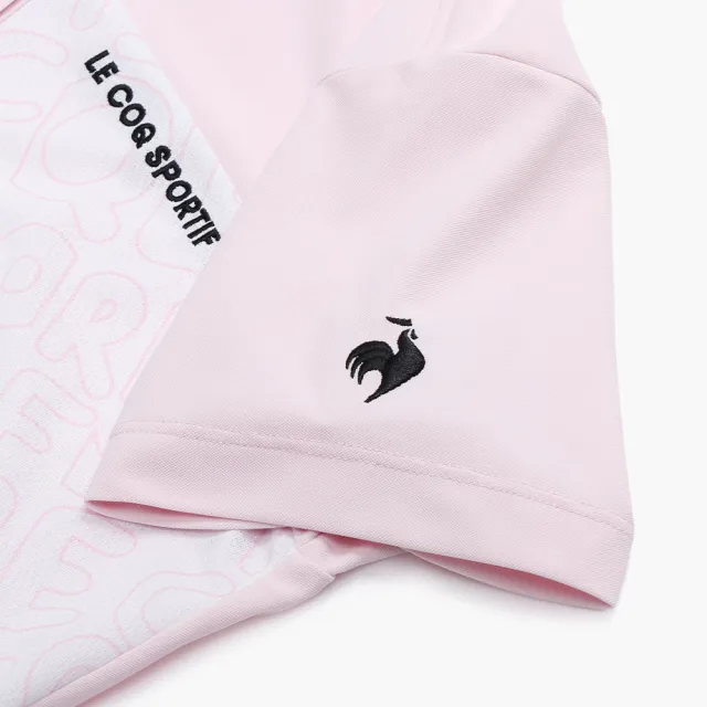 【LE COQ SPORTIF 公雞】高爾夫系列 女款粉紅色吸汗速乾彈性防曬短袖POLO衫 QLX2T217