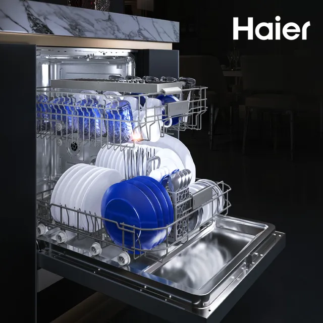 【Haier 海爾】16人份 自動開門 AI變頻獨嵌兩用洗碗機W32(HDWE16-58GY3TW 不含安裝)