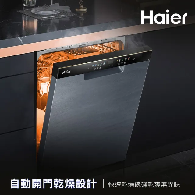 【Haier 海爾】16人份 自動開門 AI變頻獨嵌兩用洗碗機W32(HDWE16-58GY3TW 不含安裝)