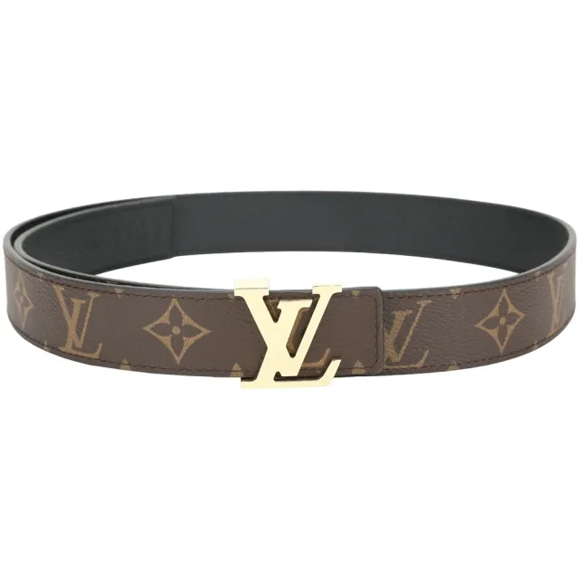 【Louis Vuitton 路易威登】LV M0565W 30mm 字母金釦老花拼壓紋牛皮雙面用腰帶-咖啡x黑色