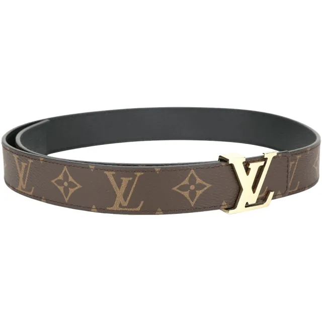 【Louis Vuitton 路易威登】LV M0565W 30mm 字母金釦老花拼壓紋牛皮雙面用腰帶-咖啡x黑色