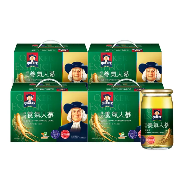 【QUAKER 桂格】無糖養氣人蔘禮盒60ml×19入x4盒(共76入 送禮推薦/中秋禮盒)