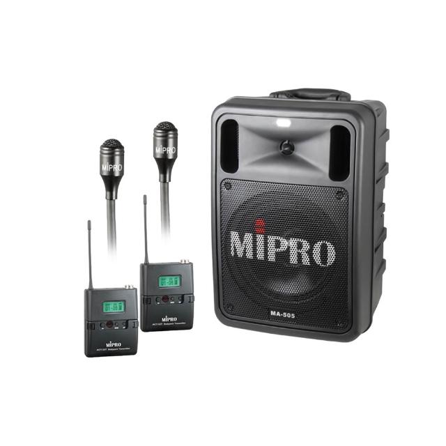 【MIPRO】MA-505 配2領夾式UHF無線麥克風(精華型 雙頻道手提式無線擴音機)