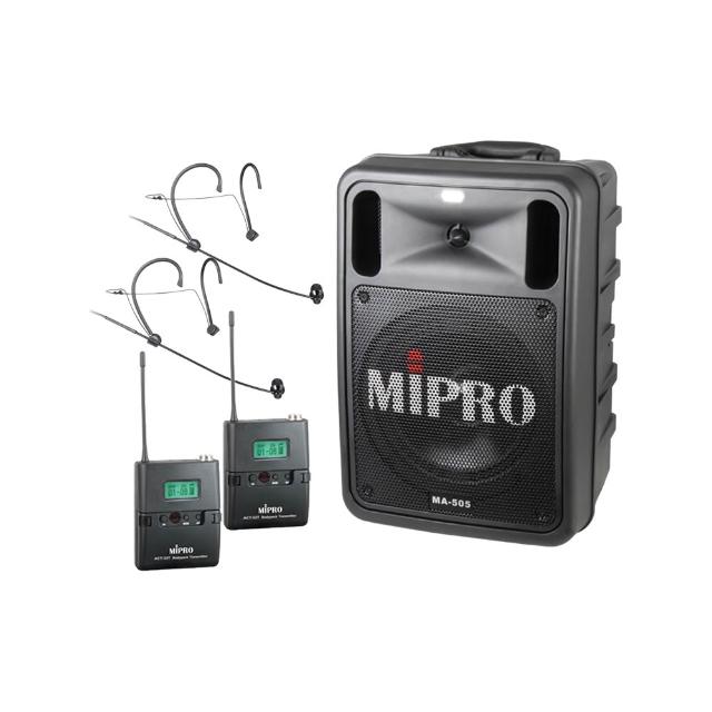 【MIPRO】MA-505 配2頭戴式UHF無線麥克風(精華型 雙頻道手提式無線擴音機)
