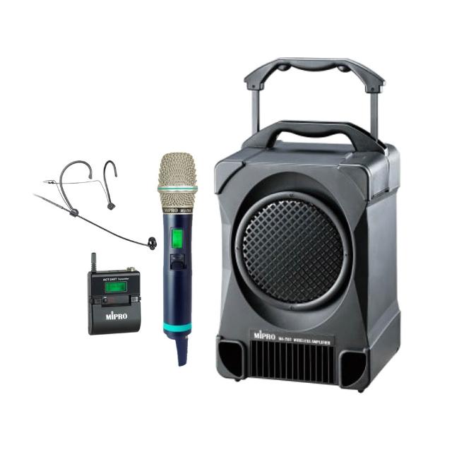 【MIPRO】MA-707 附CD.USB 配1手握240H+1頭戴麥克風(專業型最新2.4G無線手提式擴音機)