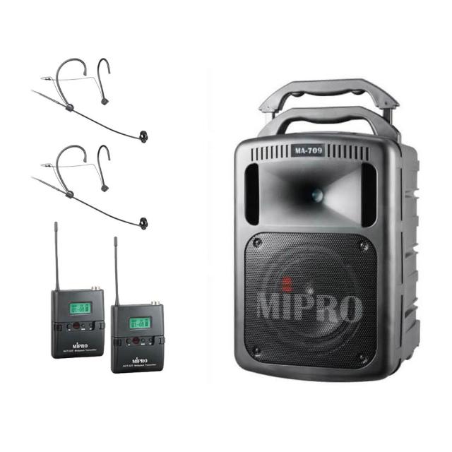 【MIPRO】MA-709 配2頭戴式麥克風(豪華型手提式無線擴音機/嘉強公司貨)