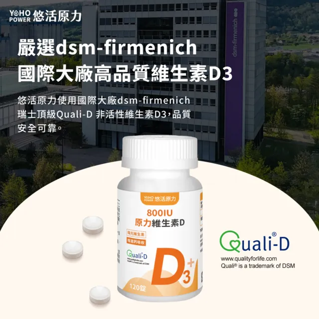 【悠活原力】原力維生素D 800IU錠X5瓶(120錠/瓶 共600錠 維生素D3 維他命D3)