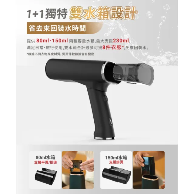 【SteamOne】James2 折疊蒸氣平燙/掛燙機 熨燙機 (15秒瞬熱/摺疊設計/雙水箱/高溫除菌/法國/父親節禮物)