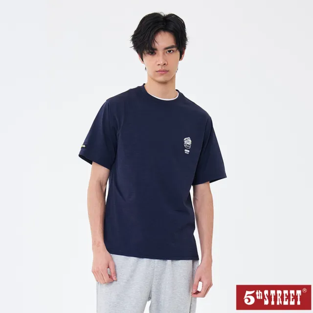 【5th STREET】中性 短袖 短t 上衣 t恤 TEE 涼感衣 深藍(571057)