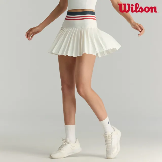 【WILSON】Midtown Tennis Skirt 女款 服飾 半身裙 網球裙 沙色/水洗紅 WW00160531GY1