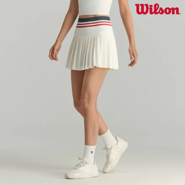 【WILSON】Midtown Tennis Skirt 女款 服飾 半身裙 網球裙 沙色/水洗紅 WW00160531GY1