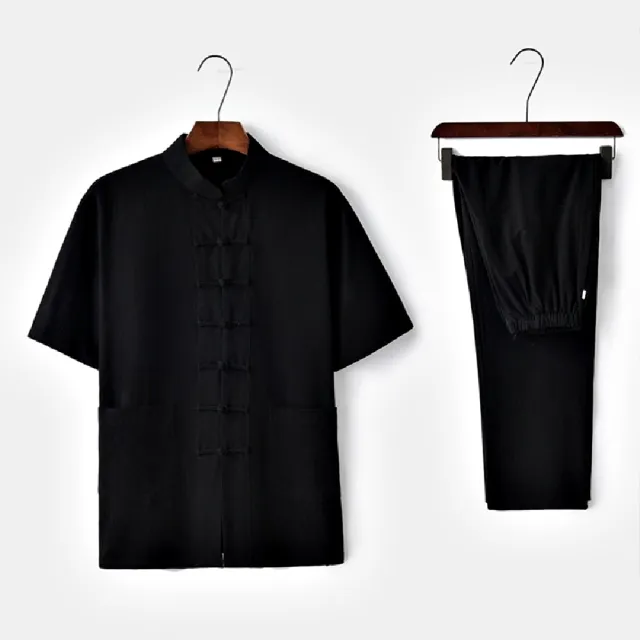 【巴黎精品】現貨限搶 新中式 唐裝漢服套裝兩件套(中國風短袖太極服長褲男套裝8色a1bx4)5.5