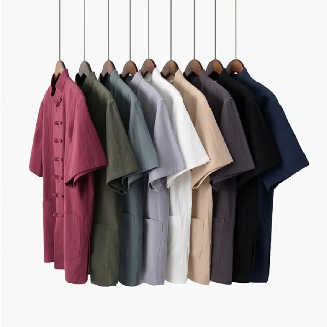 【巴黎精品】現貨限搶 新中式 唐裝漢服套裝兩件套(中國風短袖太極服長褲男套裝8色a1bx4)5.5