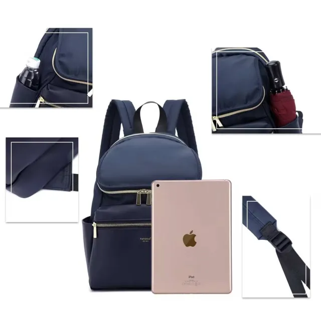 【WHOSE BAG】買一送一 日系拼接色10格收納防水後背包｜男女雙肩包 附可掛零錢包 NO.WBKK02