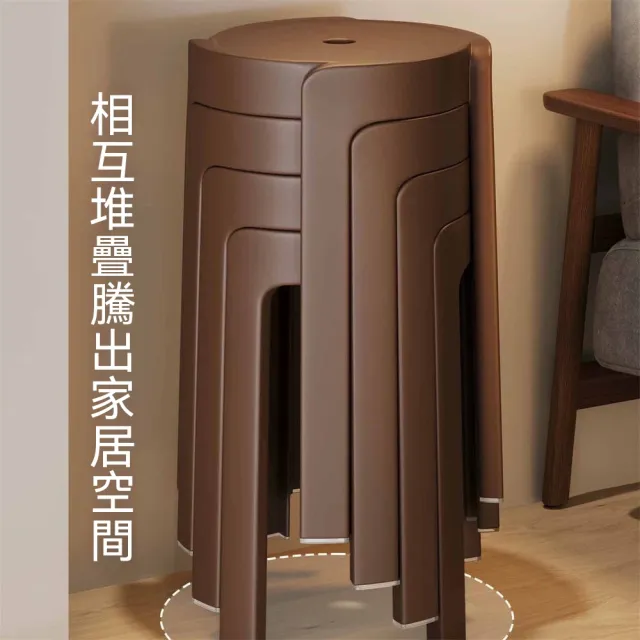 塑膠凳子（8把裝）輕奢高級感 餐桌備用凳 家用加厚 可疊放 圓凳 風車凳 商用高板凳