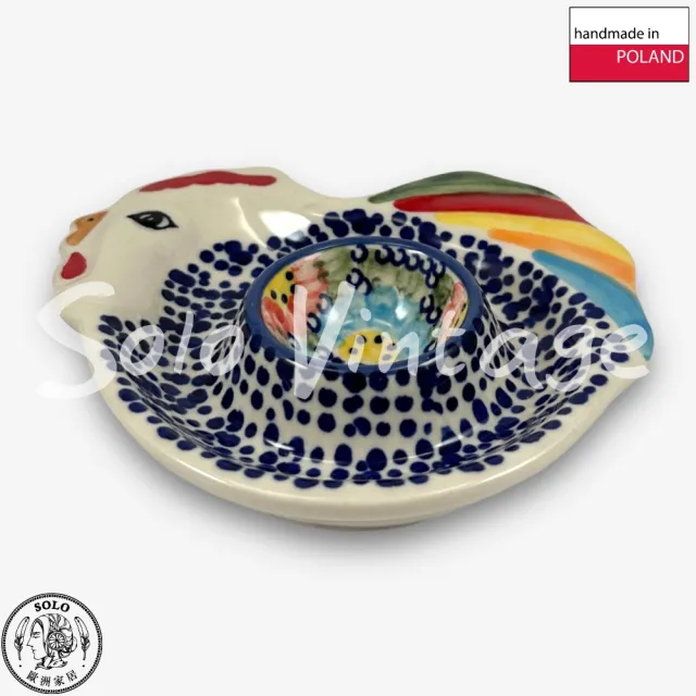 【波蘭陶】SOLO歐洲家居 正版原裝 波蘭原廠手繪 Manufaktura 12CM 水煮蛋杯 蛋托 早午餐 橘藍大花系列