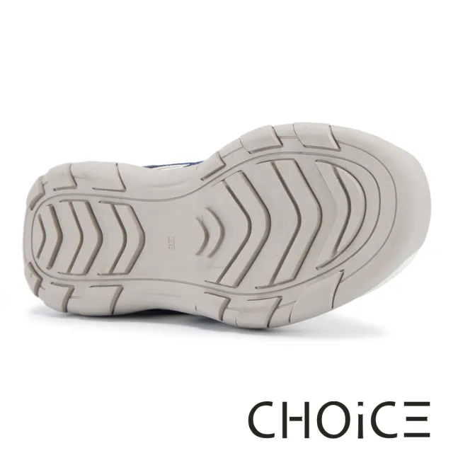 【CHOiCE】牛貼皮拼接綁帶厚底休閒鞋 藍色