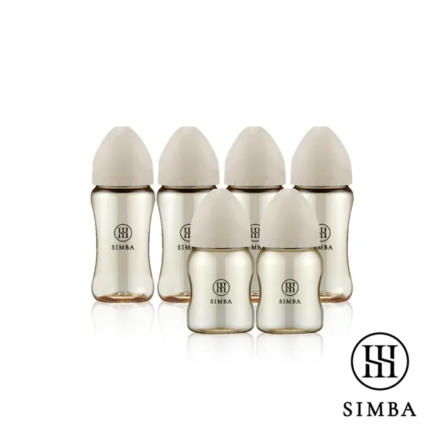【Simba 小獅王辛巴】新生適用-蘊蜜鉑金PPSU寬口防脹氣奶瓶(4中2小/主導式餵奶專用)