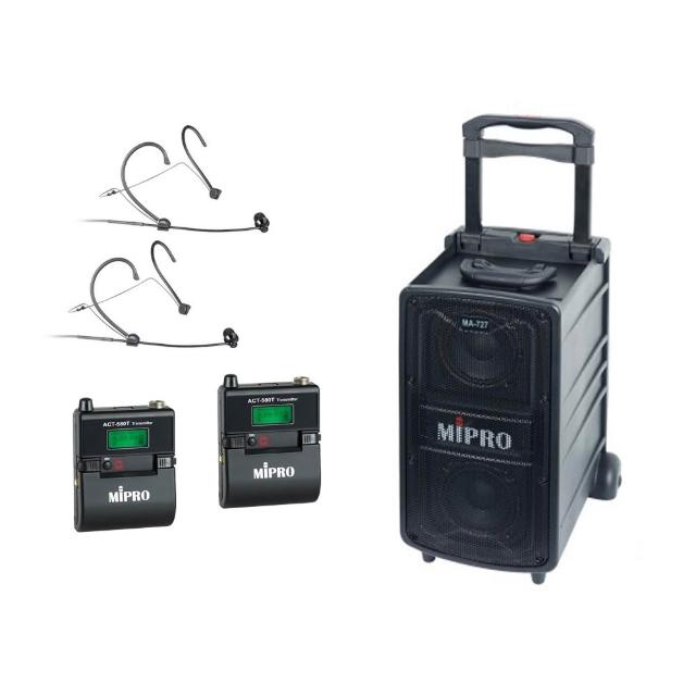 【MIPRO】MA-727 配2頭戴式 無線麥克風(5.8G 豪華型手提式無線擴音機)