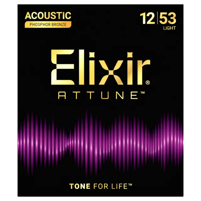 【ELIXIR】21052 ATTUNE 超薄膜木吉他弦 12-53 磷青銅/頂級持久耐用(民謠吉他弦 防鏽弦 包膜弦 防鏽)