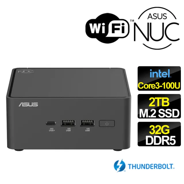 【ASUS 華碩】NUC Core 3六核{葡柚晴嶼} 迷你電腦(Core 3-100U/32G/2TB M.2)