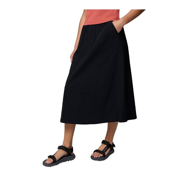 【Columbia 哥倫比亞】女款-涼感長裙-Chill Creek™ Long Woven Skirt-黑色(UAL54000BK/KS)